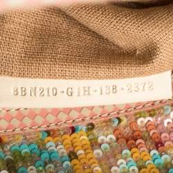 Pre Owned Fendi Pink/White Checkered Leather Large Peekaboo Top Handle Bag