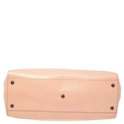 Pre Owned Fendi Pink/White Checkered Leather Large Peekaboo Top Handle Bag