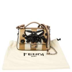 Pre Owned Fendi Multicolor Leather Flower Embellished Micro Double Baguette Bag