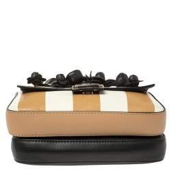 Pre Owned Fendi Multicolor Leather Flower Embellished Micro Double Baguette Bag