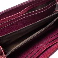 Pre Owned Fendi Purple Zucca Coated Canvas Zip Wallet