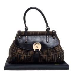 Pre Owned  Fendi Tobacco Zucca Canvas and Leather Small Magic Satchel