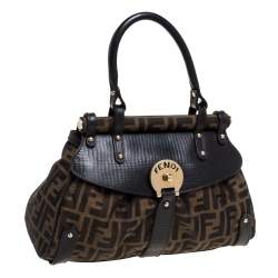 Pre Owned  Fendi Tobacco Zucca Canvas and Leather Small Magic Satchel