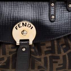 Pre Owned  Fendi Tobacco Zucca Canvas and Leather Small Magic Satchel