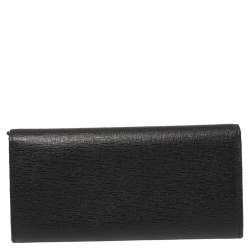 Pre Owned Fendi Black Leather Flap Elite Continental Wallet