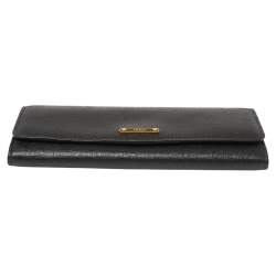 Pre Owned Fendi Black Leather Flap Elite Continental Wallet
