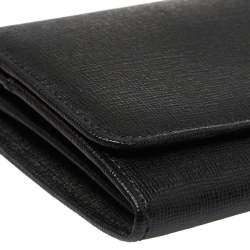 Pre Owned Fendi Black Leather Flap Elite Continental Wallet