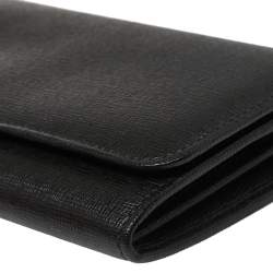 Pre Owned Fendi Black Leather Flap Elite Continental Wallet