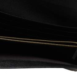 Pre Owned Fendi Black Leather Flap Elite Continental Wallet