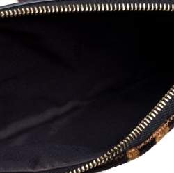 Pre Owned Fendi Multicolor Zucca Velvet and Leather Triplette Clutch Bag