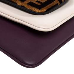 Pre Owned Fendi Multicolor Zucca Velvet and Leather Triplette Clutch Bag