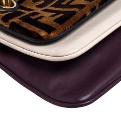 Pre Owned Fendi Multicolor Zucca Velvet and Leather Triplette Clutch Bag