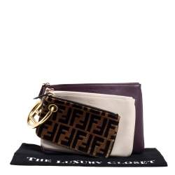Pre Owned Fendi Multicolor Zucca Velvet and Leather Triplette Clutch Bag