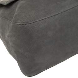 Pre Owned Fendi Metallic Grey Nubuck Mama Forever Shoulder Bag