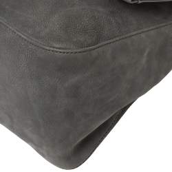 Pre Owned Fendi Metallic Grey Nubuck Mama Forever Shoulder Bag