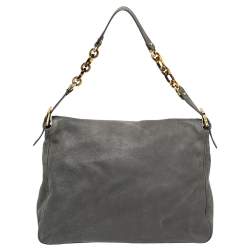 Pre Owned Fendi Metallic Grey Nubuck Mama Forever Shoulder Bag