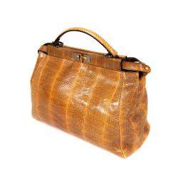 Fendi Brown Python Mini Peekaboo Top Handle Bag