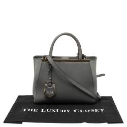 Pre Owned Fendi Grey Leather Mini 2jours Tote