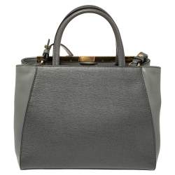 Pre Owned Fendi Grey Leather Mini 2jours Tote