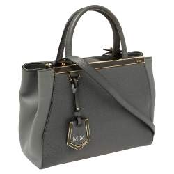 Pre Owned Fendi Grey Leather Mini 2jours Tote