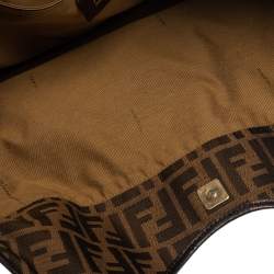 Pre Owned Fendi Tobacco Zucca Canvas and Leather Hobo