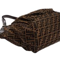 Pre Owned Fendi Tobacco Zucca Canvas and Leather Hobo