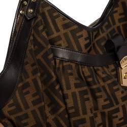 Pre Owned Fendi Tobacco Zucca Canvas and Leather Hobo