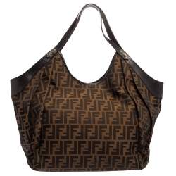 Pre Owned Fendi Tobacco Zucca Canvas and Leather Hobo