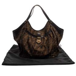 Pre Owned Fendi Tobacco Zucca Canvas and Leather Hobo