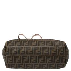 مملوكة مسبقًا Fendi Tobacco Zucca Coated Canvas Spalmati Roll Shopper Tote