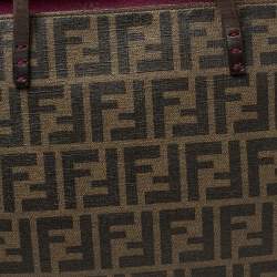 مملوكة مسبقًا Fendi Tobacco Zucca Coated Canvas Spalmati Roll Shopper Tote