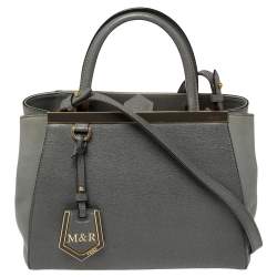 Pre Owned Fendi Grey Leather Mini 2jours Tote