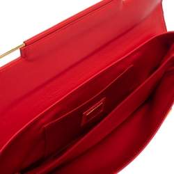 Pre Owned Fendi Red Soft Leather Long Clutch