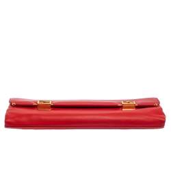 Pre Owned Fendi Red Soft Leather Long Clutch