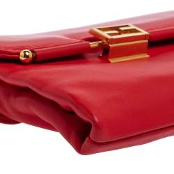 Pre Owned Fendi Red Soft Leather Long Clutch