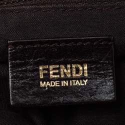 Fendi Tobacco Zucca Canvas and Patent Leather Mia Flap Bag