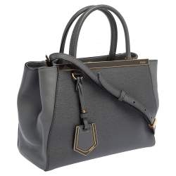 Pre Owned Fendi Grey Leather Mini 2Jours Tote