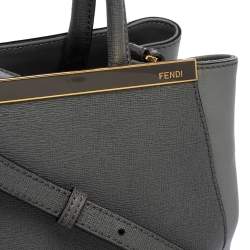 Pre Owned Fendi Grey Leather Mini 2Jours Tote