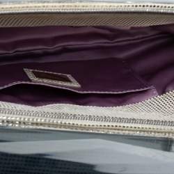 Pre Owned Fendi Silver Shimmering Leather Disco To You Clutch