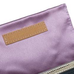 Pre Owned Fendi Silver Shimmering Leather Disco To You Clutch