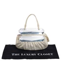 Pre Owned Fendi Silver Shimmering Leather Disco To You Clutch
