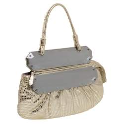 Pre Owned Fendi Silver Shimmering Leather Disco To You Clutch
