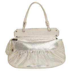 Pre Owned Fendi Silver Shimmering Leather Disco To You Clutch
