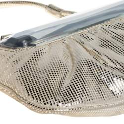 Pre Owned Fendi Silver Shimmering Leather Disco To You Clutch