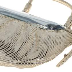 Pre Owned Fendi Silver Shimmering Leather Disco To You Clutch