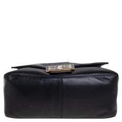 Pre Owned Fendi Black Leather And Water Snake Mamma Forever Shoulder Bag