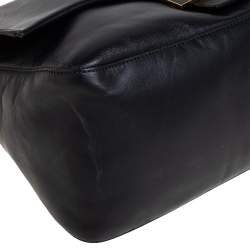 Pre Owned Fendi Black Leather And Water Snake Mamma Forever Shoulder Bag