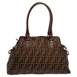 Pre Owned Fendi Tobacco Zucca Canvas Chef De Jour Bag