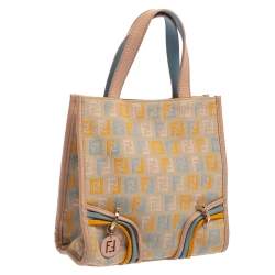 Pre Owned Fendi Multicolor Zucchino Canvas and Leather Mini Tote