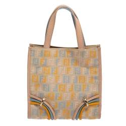 Pre Owned Fendi Multicolor Zucchino Canvas and Leather Mini Tote
